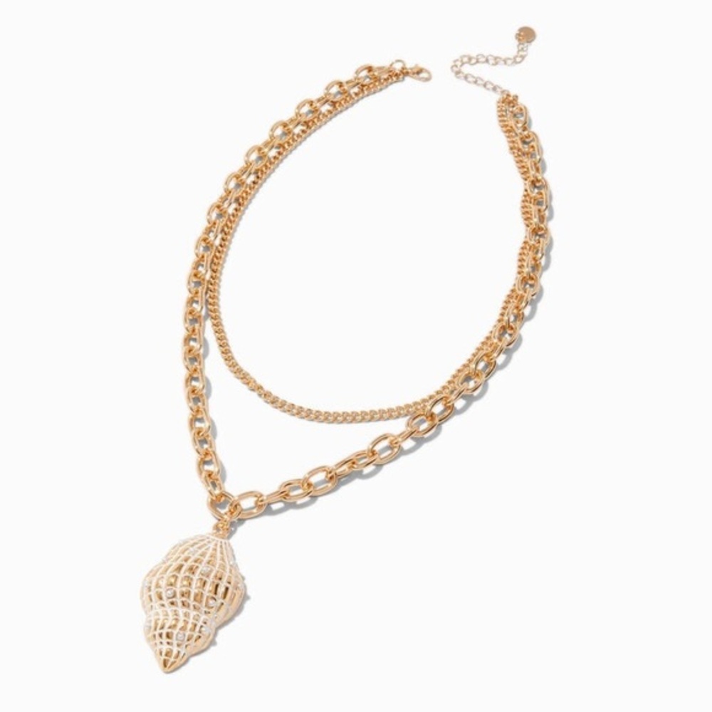 NWOT CONCH SHELL GOLD-TONE MULTI-STRAND NECKLACE